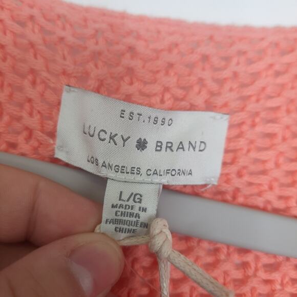 Lucky Brand light orange knitted V-neck sweater size Large NWT - Picture 6 of 10